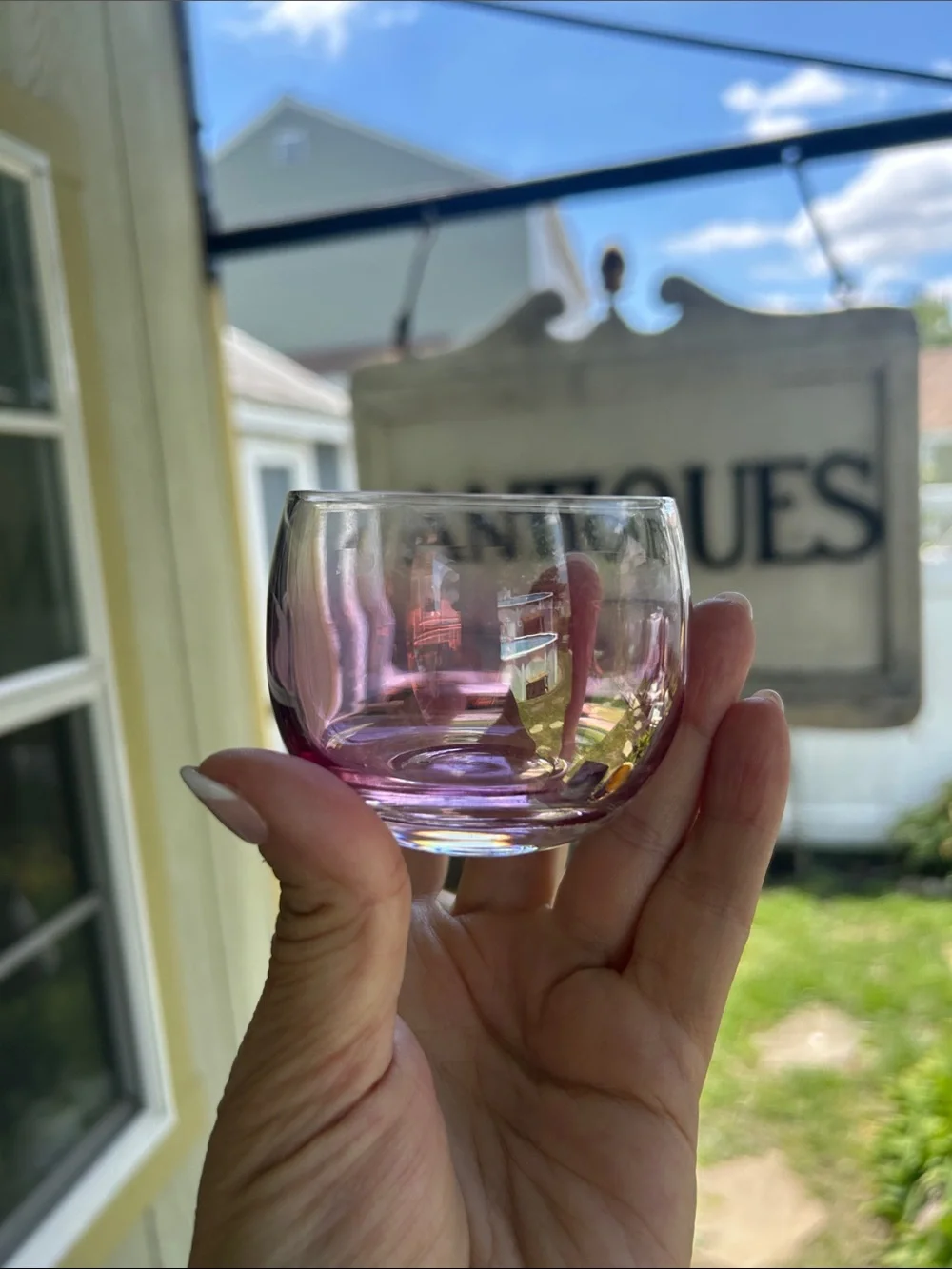 Vintage Gradient Cranberry Roly Poly Cocktail Glasses